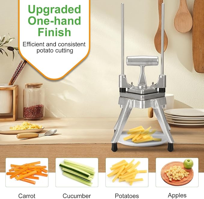 Commercial Vegetable Chopper, 1/4" Stainless Steel Dicer | 420 stainless blade, aluminum alloy frame, detachable for cleaning & storage, fast uniform dicing, for fruits & veggies