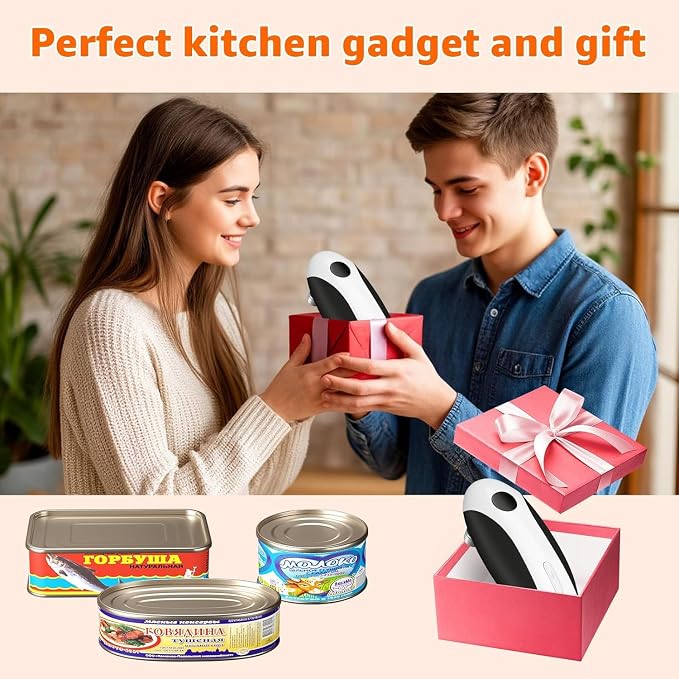 Electric Rechargeable Automatic Can Opener, USB-C Portable Kitchen Tool | One Touch Operation, Smooth Edge Cutting, Ergonomic for Seniors, Fits Standard & Large Cans, Cordless Handheld Design