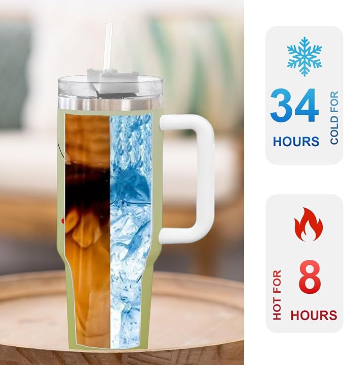 Personalized Tumbler Custom Vacuum Insulated Travel Mug Customizable Coffee Cup with Your Photos and Text Christmas Birthday Gift (40oz Design 8)