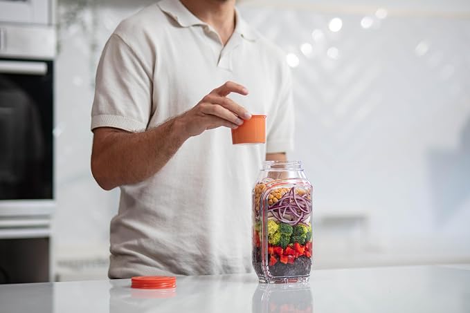 Prepara Classic Harvest Pod 6 Cups, Orange | Leakproof Meal Salad Jar On The Go
