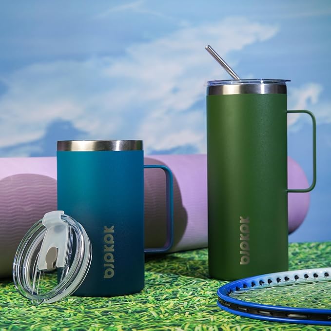 BJPKPK 32oz Insulated Coffee Mug with Handle, Stainless Steel Travel Mug | Keeps Drinks Hot & Cold, Double Wall Vacuum, 2 Lids Included, BPA-Free Coffee Tumbler for Home, Office & Travel