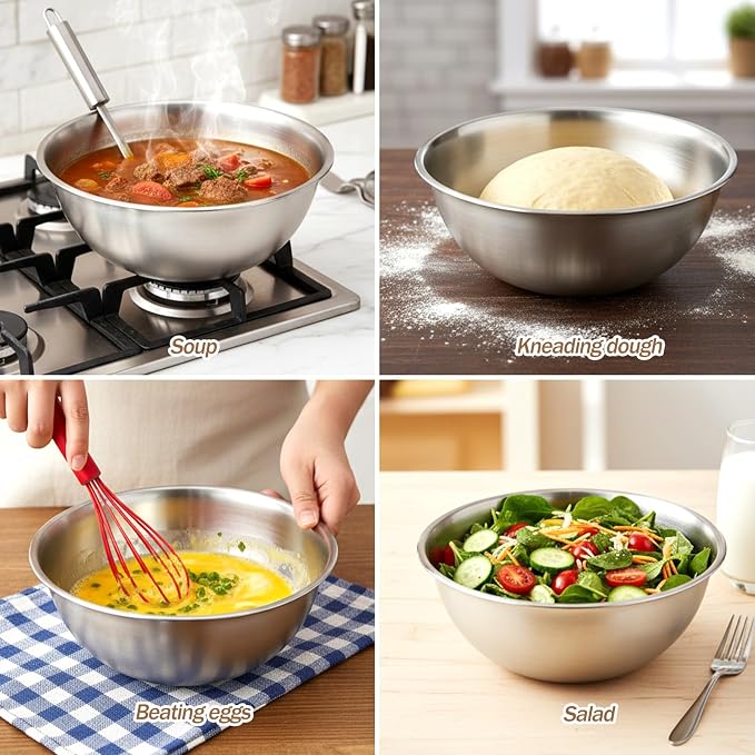 12 Pcs Stainless Steel Mixing Bowls with Graduations, 1.27QT Stainless Steel Bowls, Nesting Metal Prep Salad Bowl, Metal Serving Reusable Baking Food Storage Containers Kitchen Cooking(7.5 x 3 Inch)