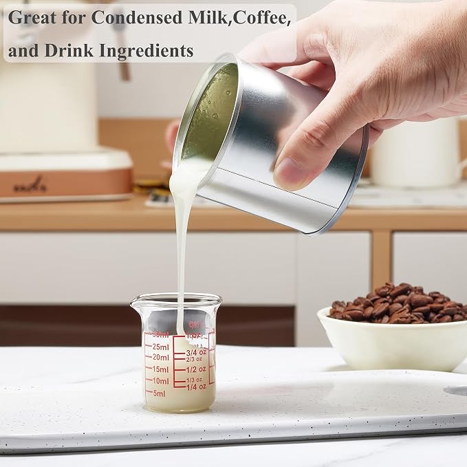 High Borosilicate Glass Measuring Cup with V-Shaped Spout, 30ml (1oz) | Pack of 2 – Precision Glass Measuring Cup for Kitchen & Bar