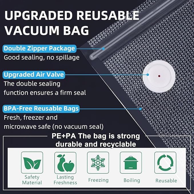MOMODA Sous Vide Cooking Bags - Set of 20 | BPA-Free Reusable Vacuum Seal Bags (20 Medium)