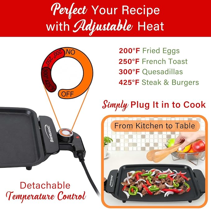 Brentwood 12" x 10" 1,200-Watt Electric Griddle with Ceramic Non-Stick Coating