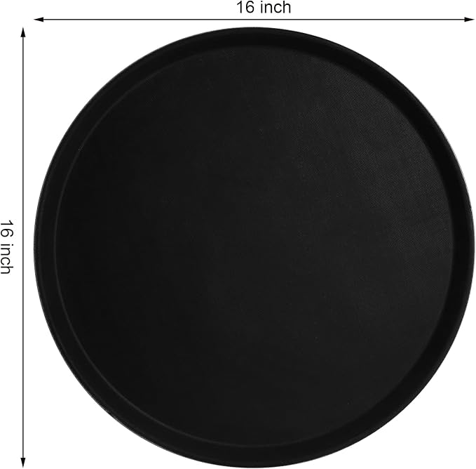 TOPZEA 3 Pack Large Restaurant Serving Tray, 16 Inch Plastic Round Server Tray, Non-Skid Bar Drink Trays Cafeteria Buffet Food Service Trays for Coffee Table, Hotel, Party