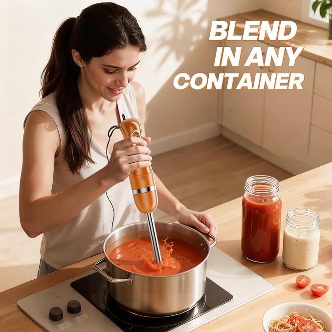 Turelar Immersion Blender Corded 400W, 2 Speed, Emulsifier, Blend, BPA-Free | Hand Blender Stick Mixer, Ergonomic Handle, Stainless Steel Blades, Effortless Blending for Soup, Smoothies, Puree, Baby Food