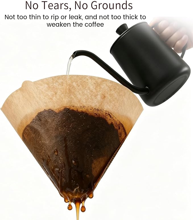 Clinuse Cone Coffee Filters #2, 200 Count Unbleached Size 02 Coffee Filter, Disposable Natural Paper Filters 2-4 Cup, 02 Cone Filters for Pour Over and Drip Coffee Maker