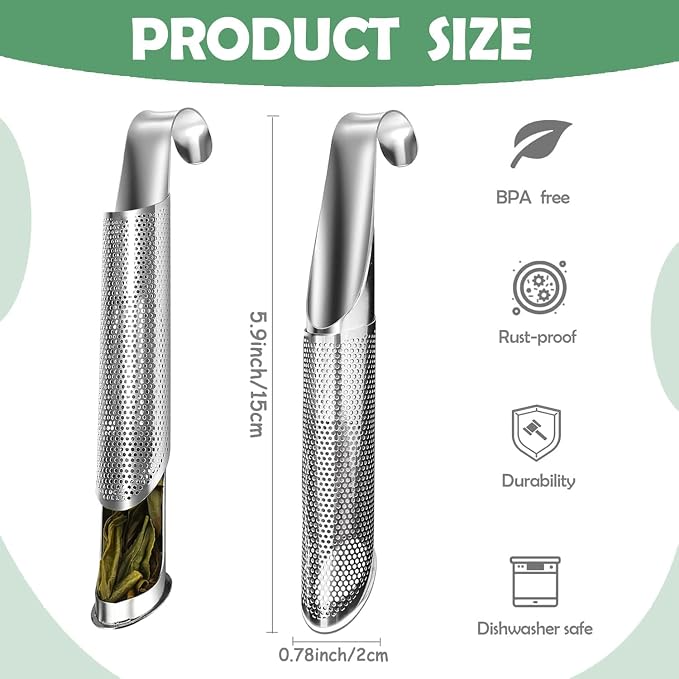 2 Pack Tea Infusers, Extra Fine Mesh Tea Strainer for Loose Tea, Stainless Steel Long Handle Tea Steeper Diffuser for Leaf Tea, Coffee, Spices, Seasonings
