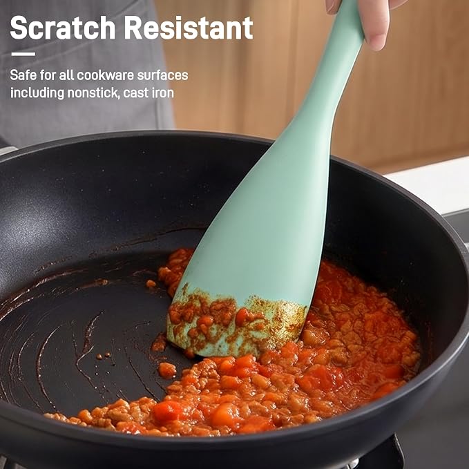 3 PACK Silicone Cooking Spatula & Spoon for Nonstick Cookware, BPA-Free | Multifunction Spoonula for Baking, Cooking, Serving, Mixing, Stirring, Scoop, Scrape - One-Piece Formed, Dishwasher Safe