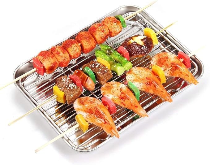Stainless Steel Cooling Racks, Set of 3, 8.6L x 6.2W x 0.5H Inch, Wire Racks for Cooking, Baking, Roasting, Grilling, Dishwasher Safe