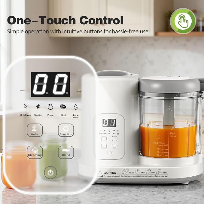 Baby Food Maker Pro Steamer Blender: 4 in 1 Auto Steam Blend and Puree Maker with Self-Clean for Healthy Baby and Toddler Meal Prep - BPA-Free