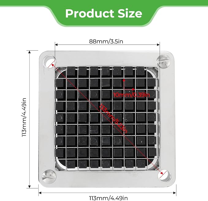 3/8" Replacement Blade for Commercial Vegetable Chopper Dicer | 420 Stainless steel, sharp uniform 3/8" dicing, wide chopper compatibility, for fries, onions, tomatoes, cucumbers
