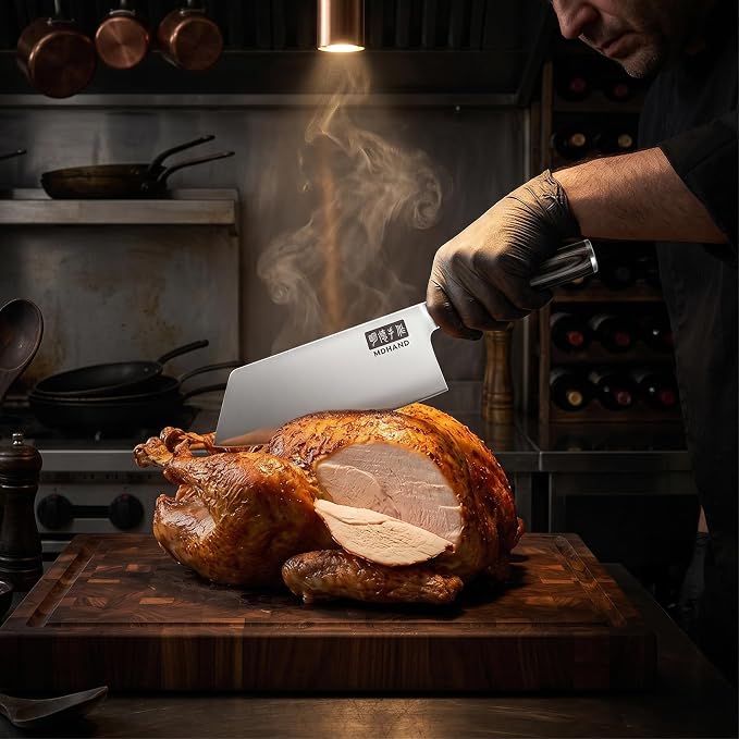 Cleaver Knife 7 Inch, Ultra Sharp Japanese Meat Cleaver Gift Box | High Carbon Stainless Steel Knives with Pakkawood Handle, Bone Chopper for Vegetable Meat, Home Kitchen, Dishwasher Safe