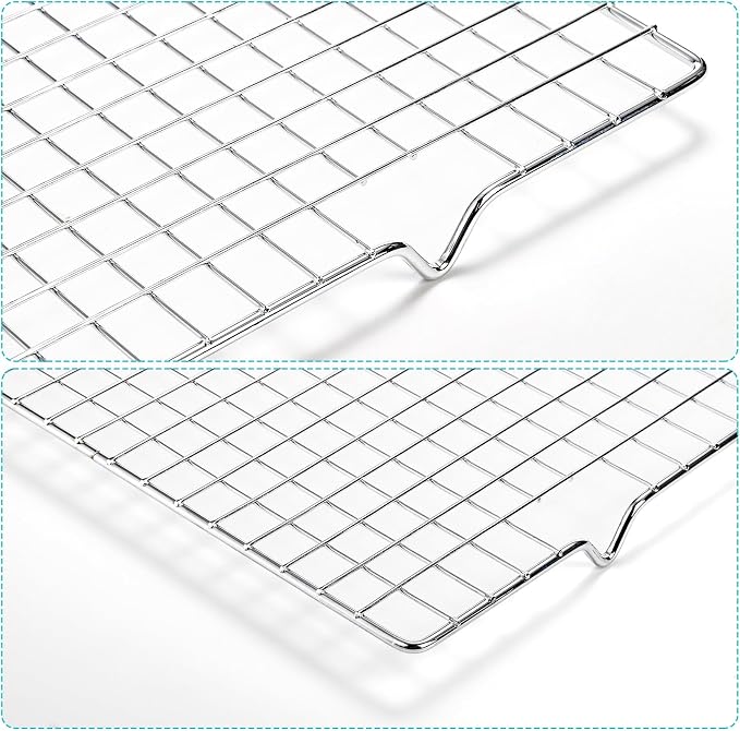 Tebery 2 Pack Heavy-Duty Wire Cooking Rack Baking Racks Fits Half Sheet Pan, Nonstick Baking & Cooling Grid for Roasting, Cooking, Grilling, Drying - 16" x 10"