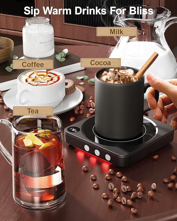 Mug Warmer - 36W Coffee Mug Warmer for Desk with Temperature Display, 2-12Hrs Auto Shut Off, Smart Candle Warmer - Ideal Coffee Gifts Accessories Keep Beverages Coffee Warmer