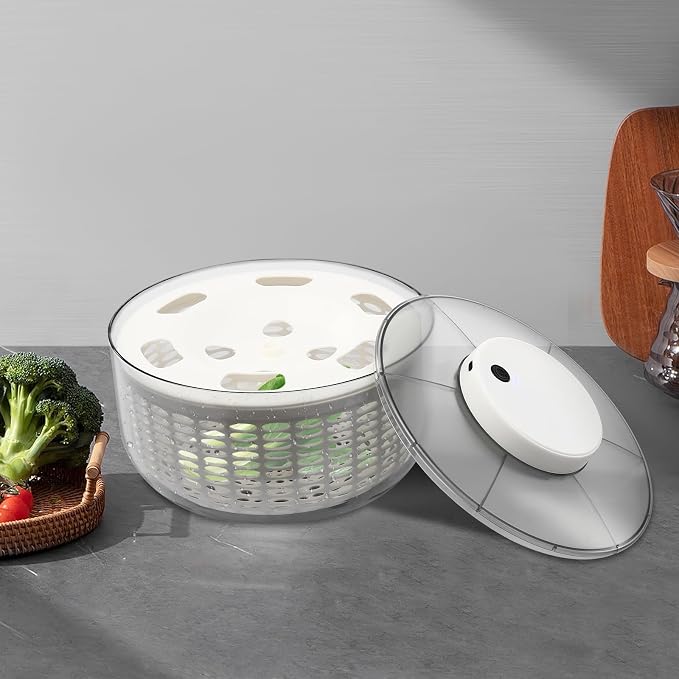 6L Electric Salad Spinner, Large Lettuce spinner, Fruit Vegetable Washer Dryer, Salad Dryer,Fruit Salad Washer for Home Kitchen Washing & Drying Leafy Vegetables