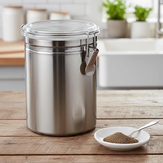 QWORK 4 Pack 62OZ Stainless Steel Canister Set with Lids - Airtight Food Storage Canisters, Sealable Jars for Coffee, Sugar, Flour, Tea