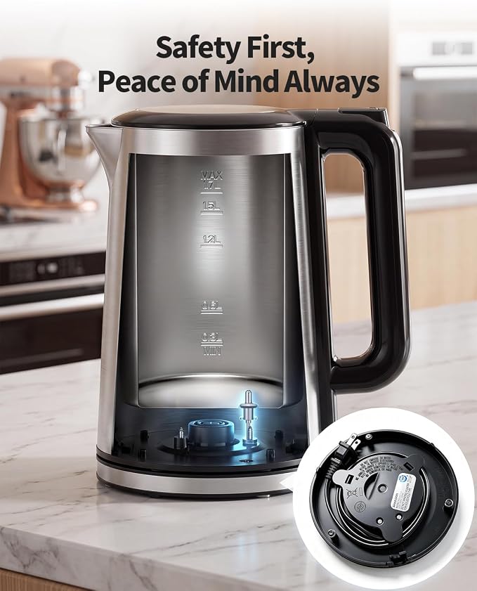 SHARDOR Electric Kettle 1.7L Stainless Steel, One Touch Start, Auto Shut-Off