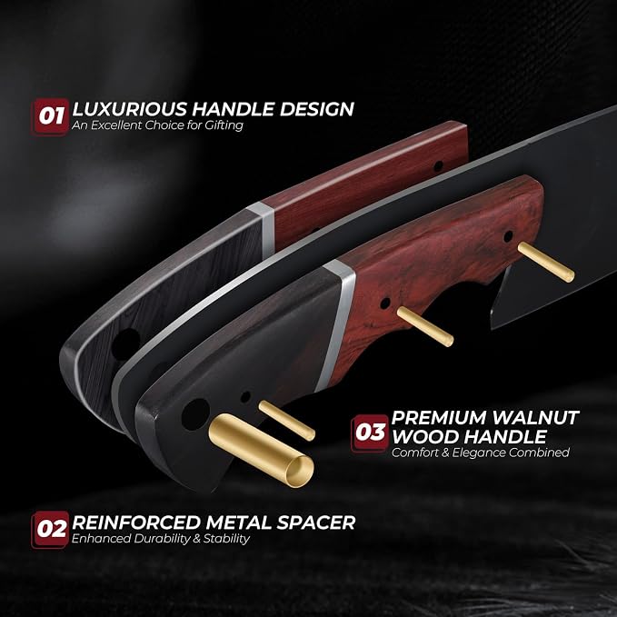 DRGSKL Japanese Chef Knife Set - 3PCS Kitchen Utility Knife Set for Cooking | Japanese ATS-34 Steel, Full Tang, Ergonomic Walnut Handle, Precision Cutting, Gift Box