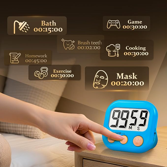 12 Pack Digital Kitchen Timer Small Classroom Timers for Kids Teachers (Blue&Purple)