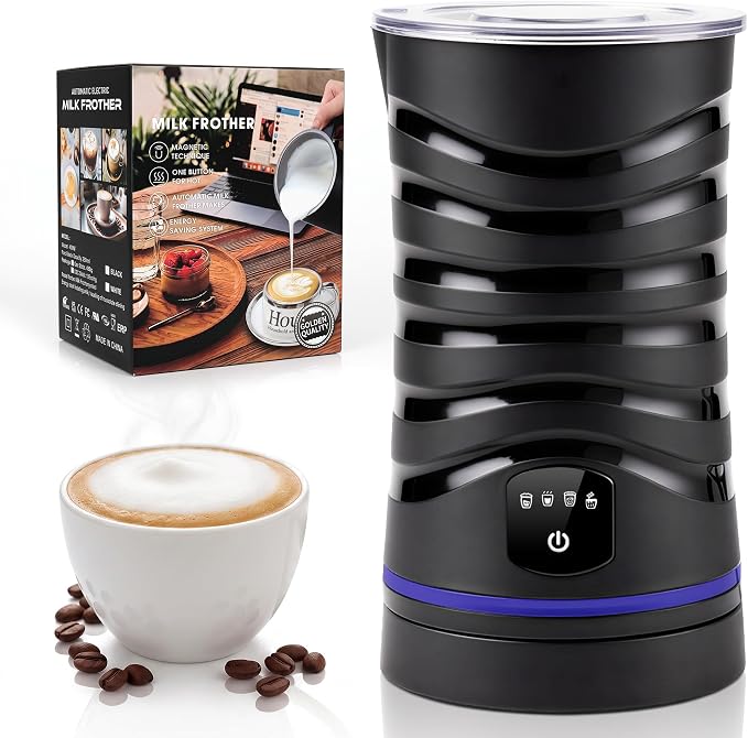 Large Capacity Milk Frother 430ml, 4-in-1Electric Milk Steamer and Frother | 130s Fast Frothing, Stainless Steel Coffee Frother, Hot and Cold Foam Maker for Latte Coffee Macchiato Hot Chocolate