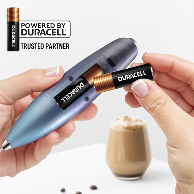 Zulay Kitchen Powerful Milk Frother Wand With Duracell Batteries - Ultra Fast Handheld Drink Mixer - Electric Whisk Foam Maker for Coffee, Lattes, Cappuccino & Matcha - Triple Whisk - Ocean Depth