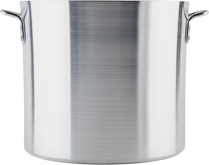 Winco 6.0mm Aluminum Stock Pot, 32-Quart | Heavy-duty, Riveted handles, Great for Stocks, Soups, Pasta and Batch Cooking