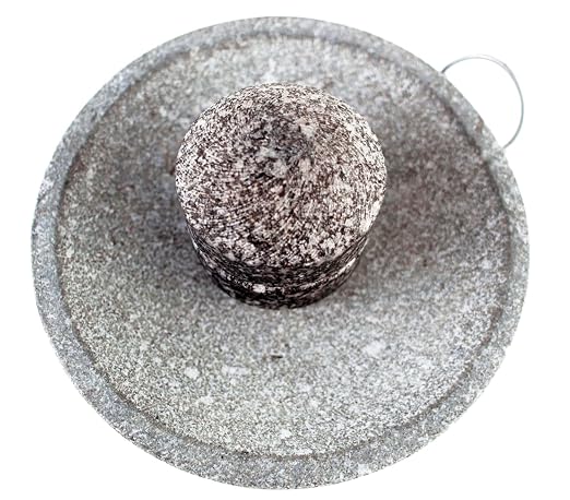 Small Size 6in/15cm Granite Grinder Mortar and Pestle Set Stone Plate Set for Spice and Salt on Camping Primitive Lava Dish