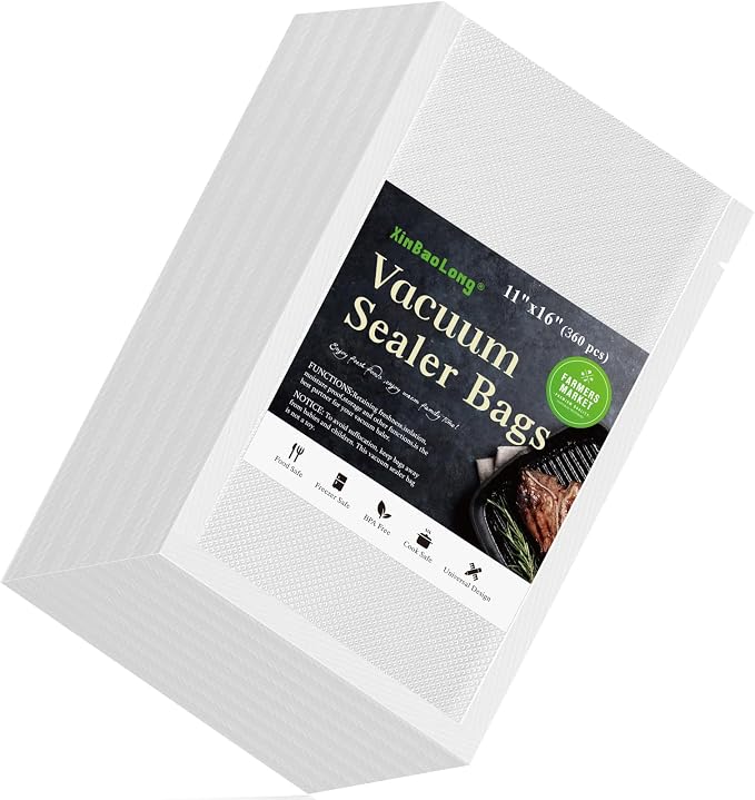 Vacuum Sealer Bags, 11" x 16", 360 Pcs | Commercial Grade, BPA Free, Sous Vide Cooking, Puncture Prevention, Customized Size, Kitchen Essentials