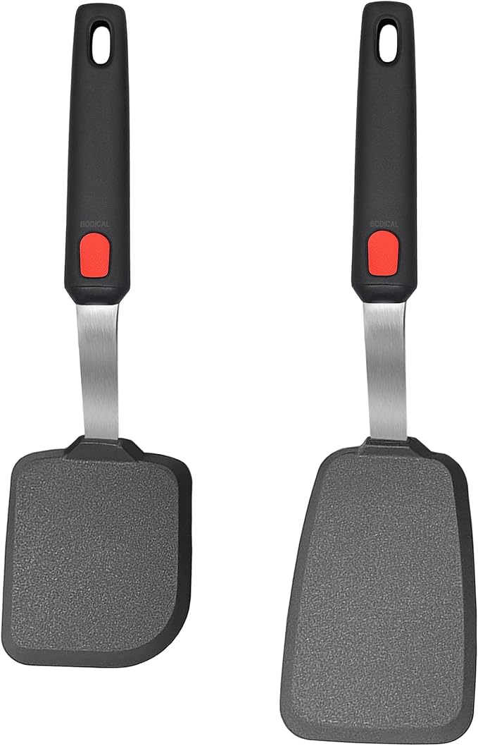 2 Pack Silicone Spatula Turner, 600°F Heat Resistant Kitchen Spatula Set for Nonstick Cookware, Cooking Utensil Set for Egg Pancake Flipper/Heat Resistant Silicone Grip | 600°F Heat Resistant, Spatulas For Nonstick Cookware, Cooking Utensils Set, Panca...