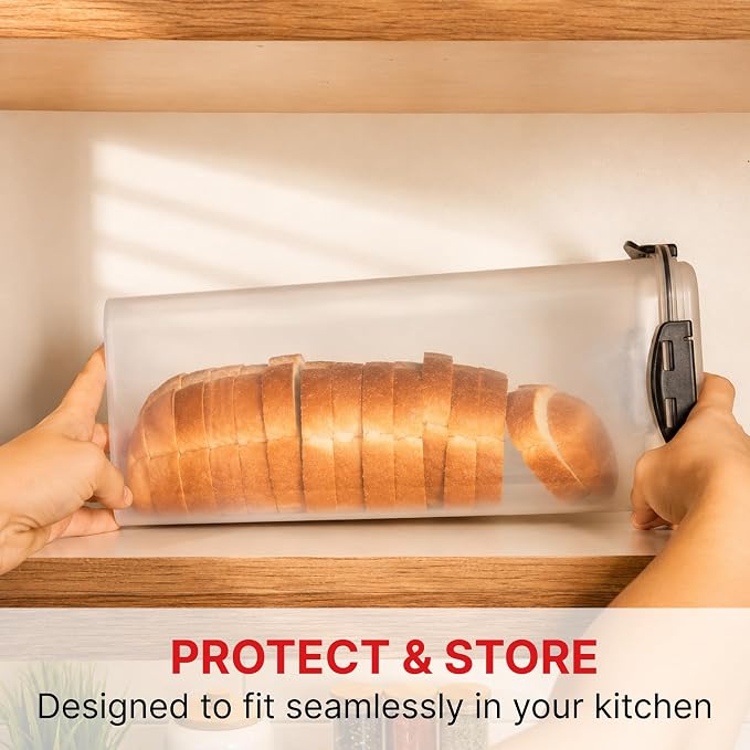 Tafura Bread Container, 5.8 L, Airtight BPA-Free Bread Storage Box | Holds homemade loaves, sandwich bread, artisan loaves, bagels, rolls, and other baked favorites.
