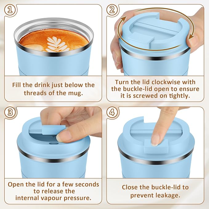 KETIEE Travel Coffee Mug 12oz: Insulated Coffee Cup with Leakproof Lid, Coffee Tumbler, Reusable Coffee Cups with Seal Lid, Vacuum Stainless Steel Coffee Mug to Go for Hot/Iced Water Tea | Coffee Tumbler, Reusable Coffee Cups with Seal Lid, Vacuum Stai...
