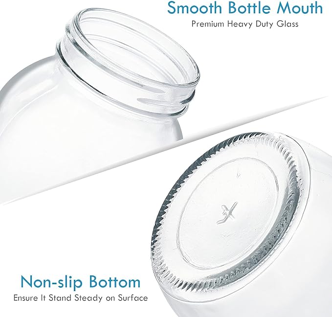 YEBODA 32 oz Wide Mouth Mason Jars with Lids, Glass Canning Jars, 6 Pack | Clear glass quart jars with two-piece lids and bands for canning, pickling, meal prep, overnight oats, and pantry storage.