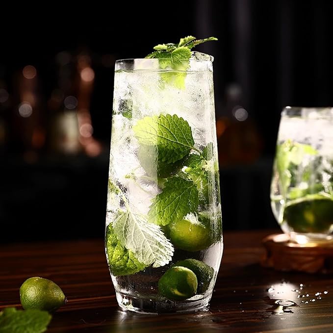 18 oz Crystal Drinking Glasses,Highball Glasses Set of 12 | Water Glasses,Mojito Glass Cups,Sutiable for Glasses for Wine,Cocktails,Office,Parties,Weddings and Gifts