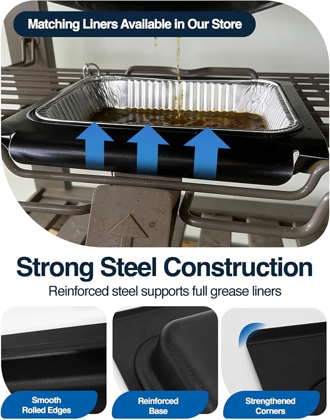 67047 Catch Pan with 20 Pack 6415 Drip Pan Liners for Weber Spirit & Spirit II 200 and 300 Series, Genesis 200 and 300 Series, Grease Tray Catcher for Weber Replacement 67047