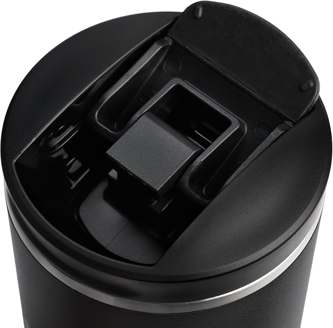 STANLEY 1913 Transit Flip Top Mug 0.6L - Black | Keeps 6 Hours Hot - 12 Hours Cold - Leakproof - Dishwasher Safe - Car Cup Holder Compatible