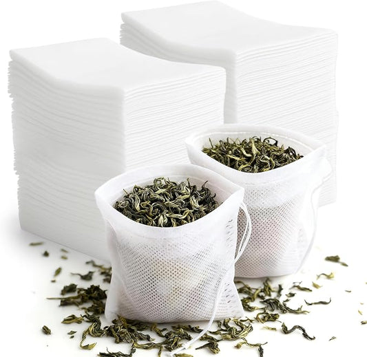 Tea Bags Disposable Tea Filter Bags Tea infusers Empty | Muslin Drawstring Seal Filter Drawstring Herb Loose Tea Bag 400 Pack (400, 2.76" x 1.97")