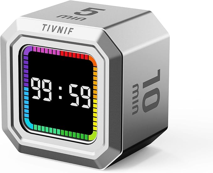 Kitchen Timer Visual Timer for Kids Color Display Gravity Sensor Cube | Digital Pomodoro Timer with Loud Alarm, Magnetic Back, Easy Use for Cooking, Classroom, Study & Productivity