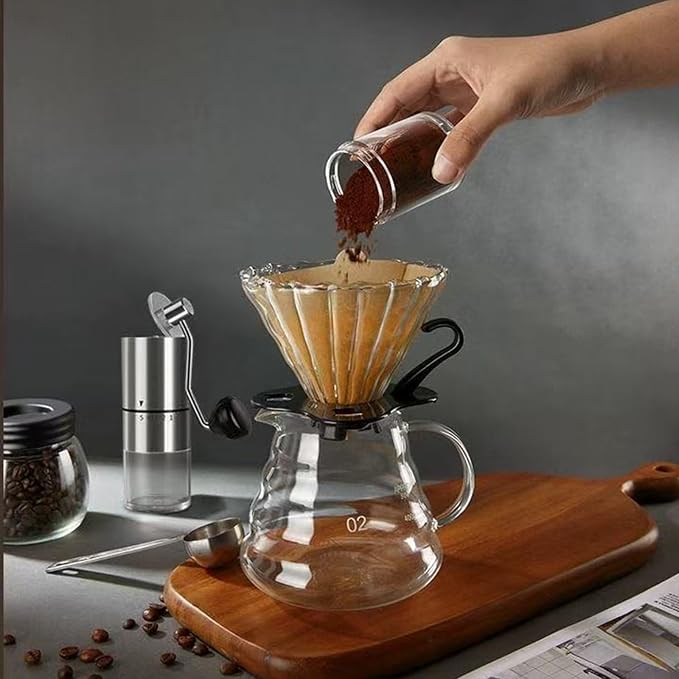 Pour Over Coffee Maker,20 oz Borosilicate Glass Coffee Carafe, Plastic Collar, Coffee Maker Carafe, 600 ml, Clear,for Home Café Restaurant and Camping