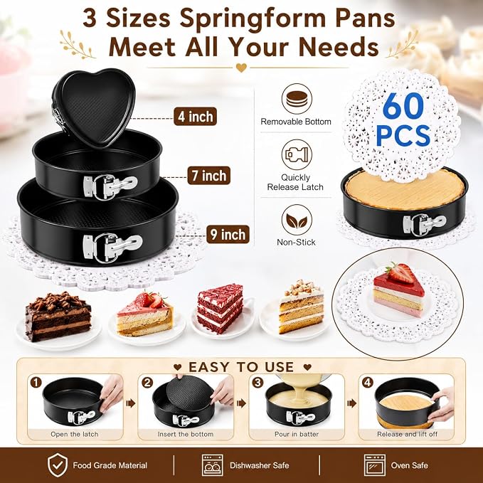 Cake Decorating Kits 567 PCS Baking Set with Springform Pans Set, Rotating Turntable, Decorating Tools, Cake Baking Supplies for Beginners and Cake Lovers (567 PCS Cake Decorating Kits)