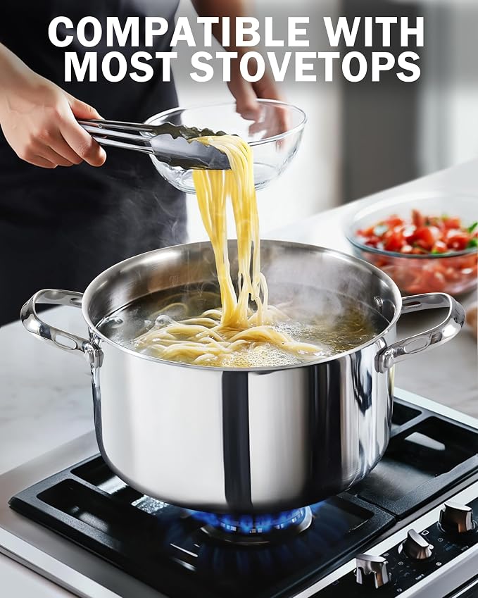 Cooks Standard Multi-Ply Clad Stainless Steel 4-Quart Stockpots with Lid | Tri-Ply Dutch Oven for Boiling, Stews, Sauces, Induction Ready, Dishwasher & Oven Safe