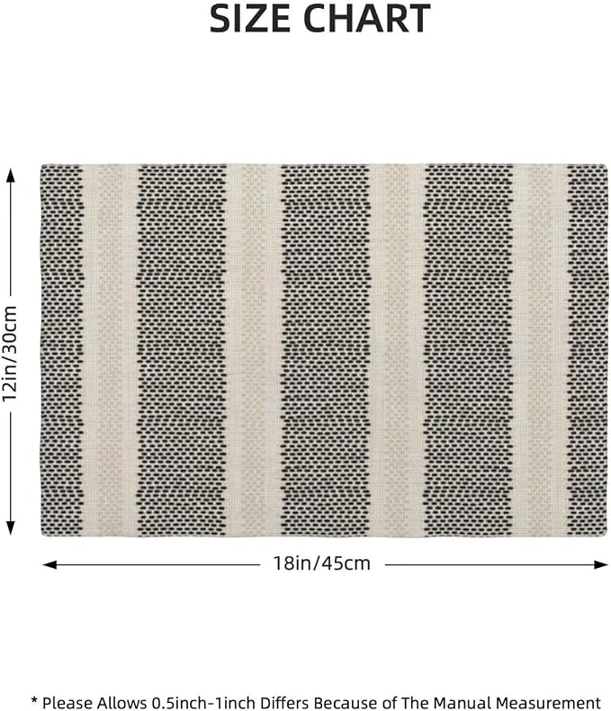 Black Polka Dot Placemats Set of 4, Boho Striped Decorative Table Mat 12 x 18 Inch Heat Resistant Non Slip Line Fabric Modern Geometry Place mat for Holiday Party Kitchen Dining Decor