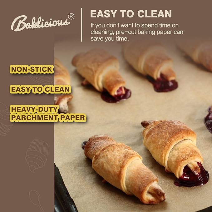 Baklicious 16x24inch 100pcs Unbleached Precut Non-Stick Full Parchment Paper