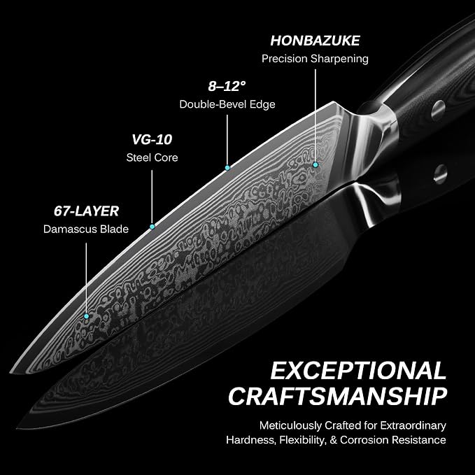 KYOKU Chef Utility Knife - 6" - Shogun Series - Japanese VG10 Steel Core Forged Damascus Blade - with Sheath & Case