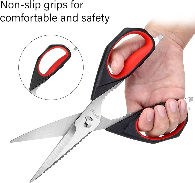 LIVINGO Kitchen Scissors, 2 Pack 9.25" Utility All Purpose Poultry Shears Heavy Duty Dishwasher Safe, Come Apart Sharp Stainless Steel Cooking Food Scissors for Cutting Meat, Chicken, Vegetable, Fish | Heavy Duty Stainless Steel, Come Apart Design, Dis...