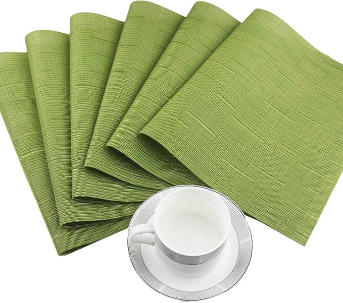PIGCHCY Placemats Set of 12 Washable Durable Place Mats Vinyl Heat Resistant Non-Slip Table Mats Indoor Outdoor (Sage Green)