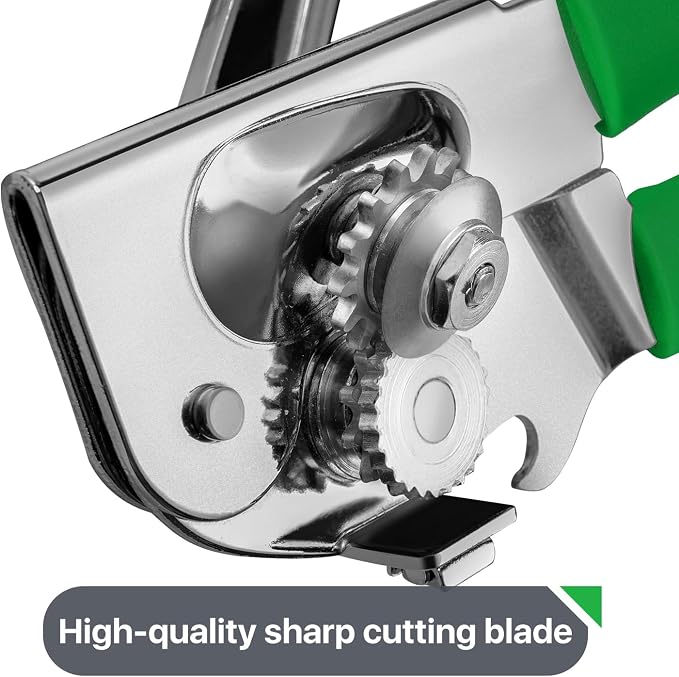 UHIYEE Commercial Can Opener Heavy Duty, Hand Crank for Large Cans, Green | Manual Can Opener, High-Carbon Blade, Extra-Long Handle, Oversize Knob, Built-in Magnet & Bottle Opener, For #10 Cans