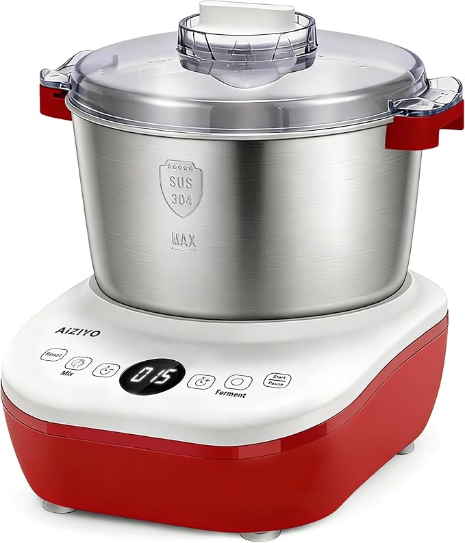AIZIYO DoughChief, 5.3QT Dough Mixer, Dough Maker with Ferment Function, Touch Panel Control, 304 Stainless Steel Bowl, Removeable lid, Dough Proofing Box for Pizza, Bread, Pasta & Mochi