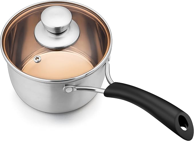 Herogo 2Qt Saucepan with Lid, 18/10 Stainless Steel Sauce Pan Pot, 2 Quart Saucepan for Gas Electric Stove Top Camping, Rust Free & Dishwasher Safe